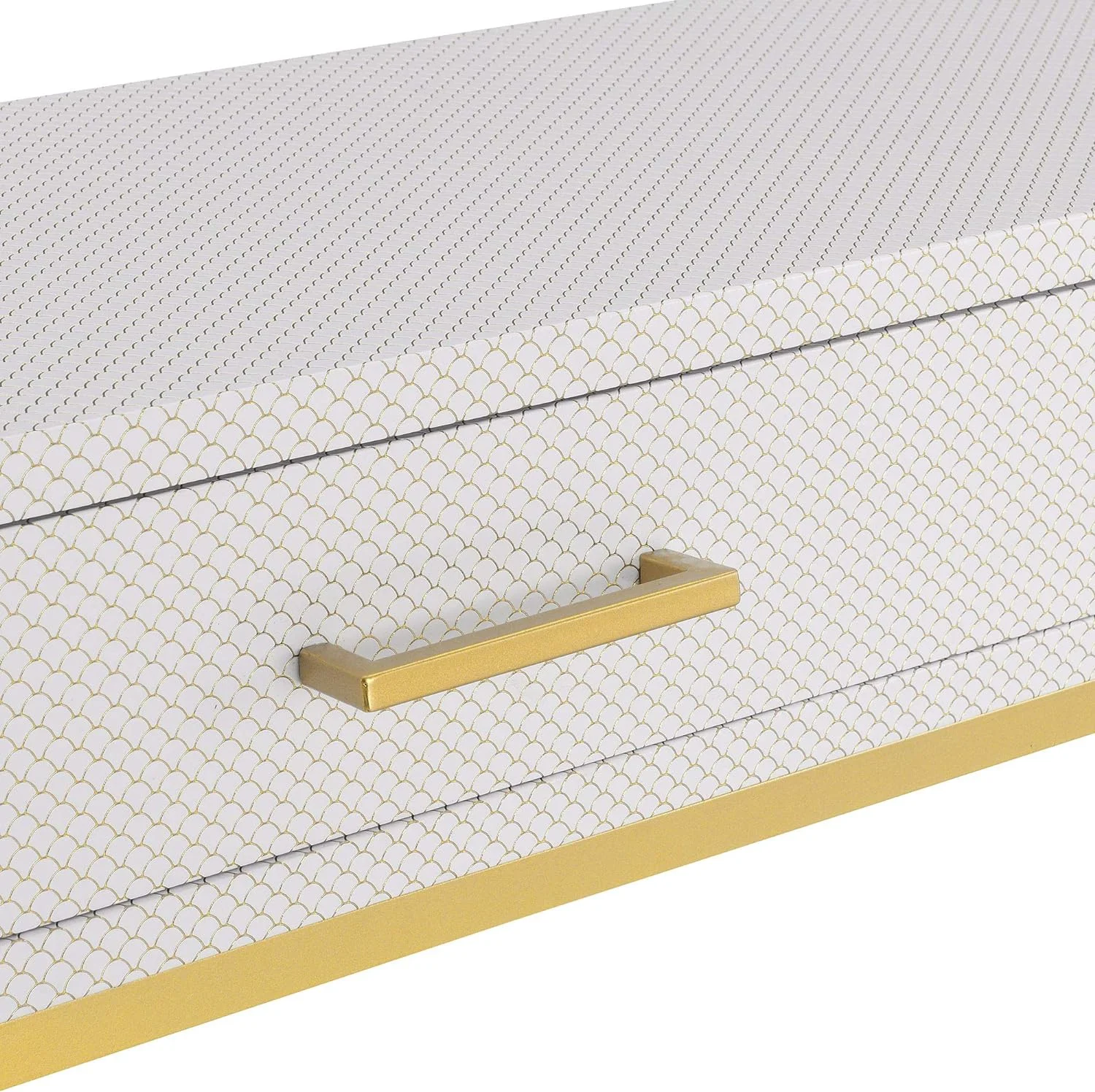 Ashley Console Table, White Scallop/Gold