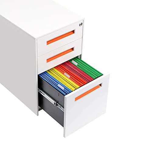 Laura Davidson Furniture Stockpile Square Mobile 3 Drawer File Cabinet - Metal Filing Cabinet, Legal/Letter File Folders, Pre-Assembled