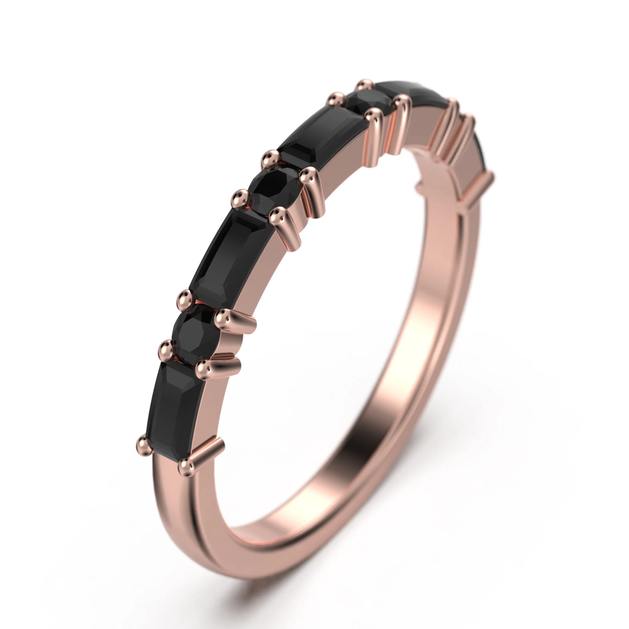 Radhe Black Diamond Moissanite Band 10K Rose Gold