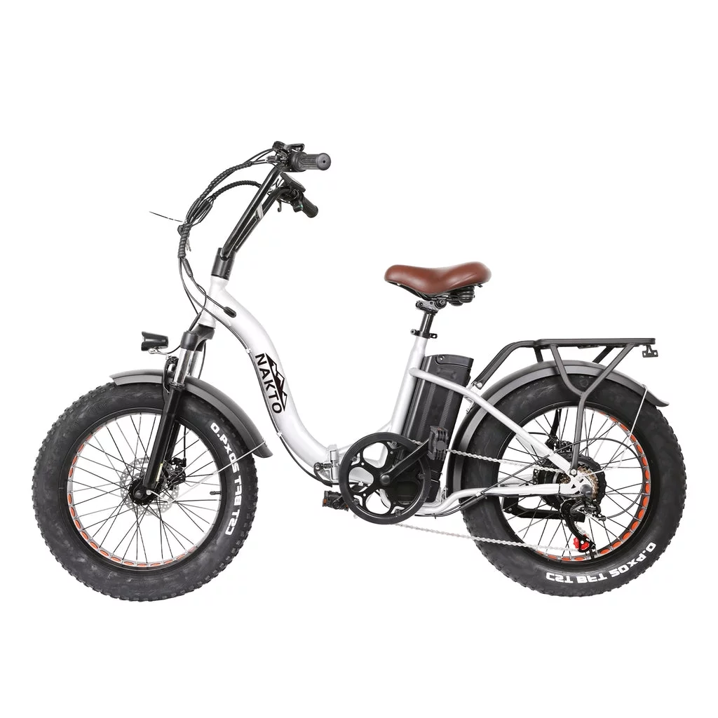 NAKTO Folding Fat Tire Electric Bike Folding OX 20" Ebike for Adults Electric Mountain Bicycle 500W Powerful Motor 48V 10 Ah Lithium-Ion