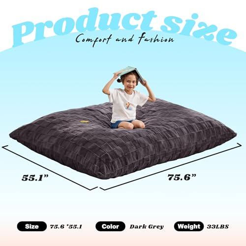 Hobestluk 3 in 1 Bean Bag Chair Giant Bean Bag Chairs Convertible Bean Bag Floor Cushion with Machine Washable Cover