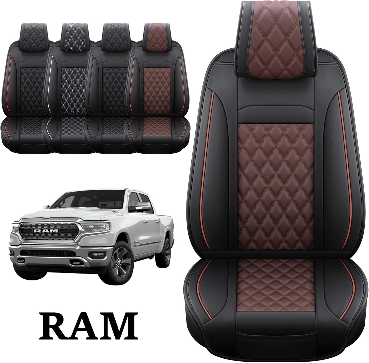 JOJOBAY Car Seat Covers for Dodge Ram,Fit 2009-2022 1500/2500/3500 HD Pick-up Truck,Crew,Regular,Quad,Mega Cab