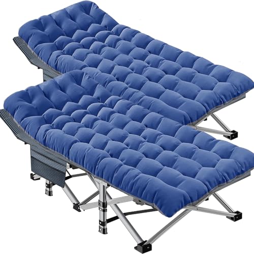 DoCred Folding Camping Cot with Mattress, 2 Pack Heavy Duty Folding Cot for Adults, Portable Sleeping Cot Bed Adults Outdoor Bed with Carry Bag