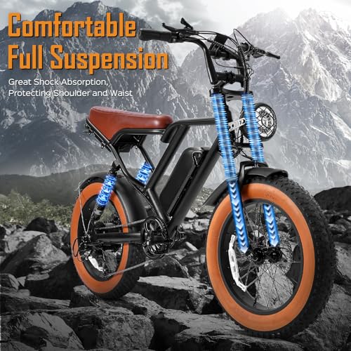 S8 Electric Bike for Adult, 1000W 20" Fat Tire 48V 17.5AH Removable Battery, Max 35-70 Miles Electric Motorcycle