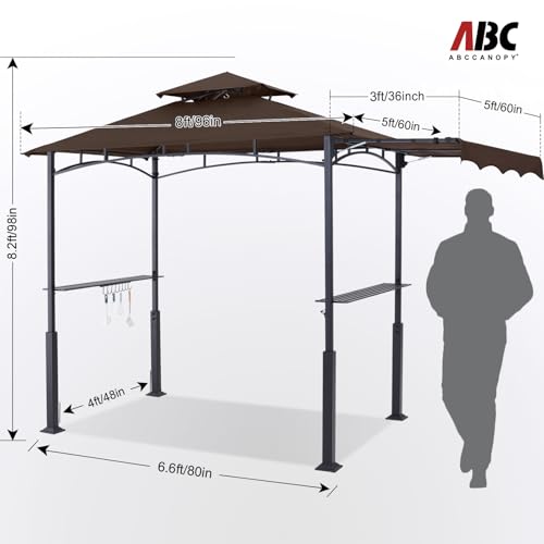 ABCCANOPY 8x5 Grill Gazebo - Outdoor BBQ Canopy Shelter with Led Light for Patio Backyard Grilling (Dark Gray)