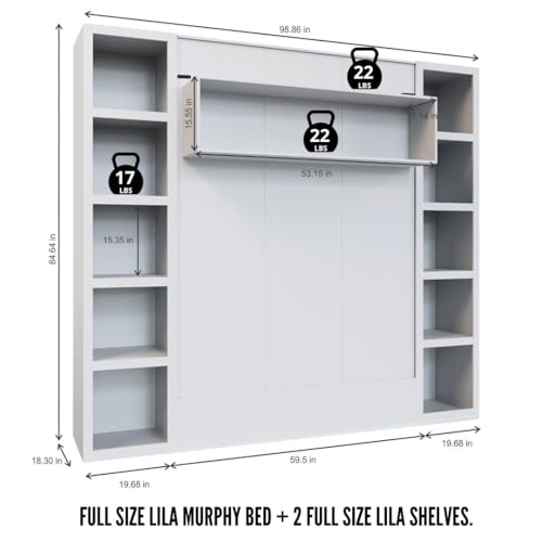 Oakland Living Easy-Lift Queen Murphy Wall Bed in Brown Wood Grain with Two Bookshelves