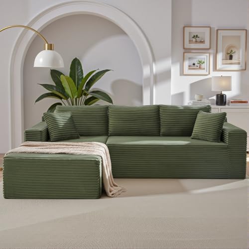 105 Inch Cloud Sectional Couch,Modern Modular Sectional Sofa with Deep Seat,Corduroy Boneless Couches with L-Shape Chaise for Living Room Bedroom