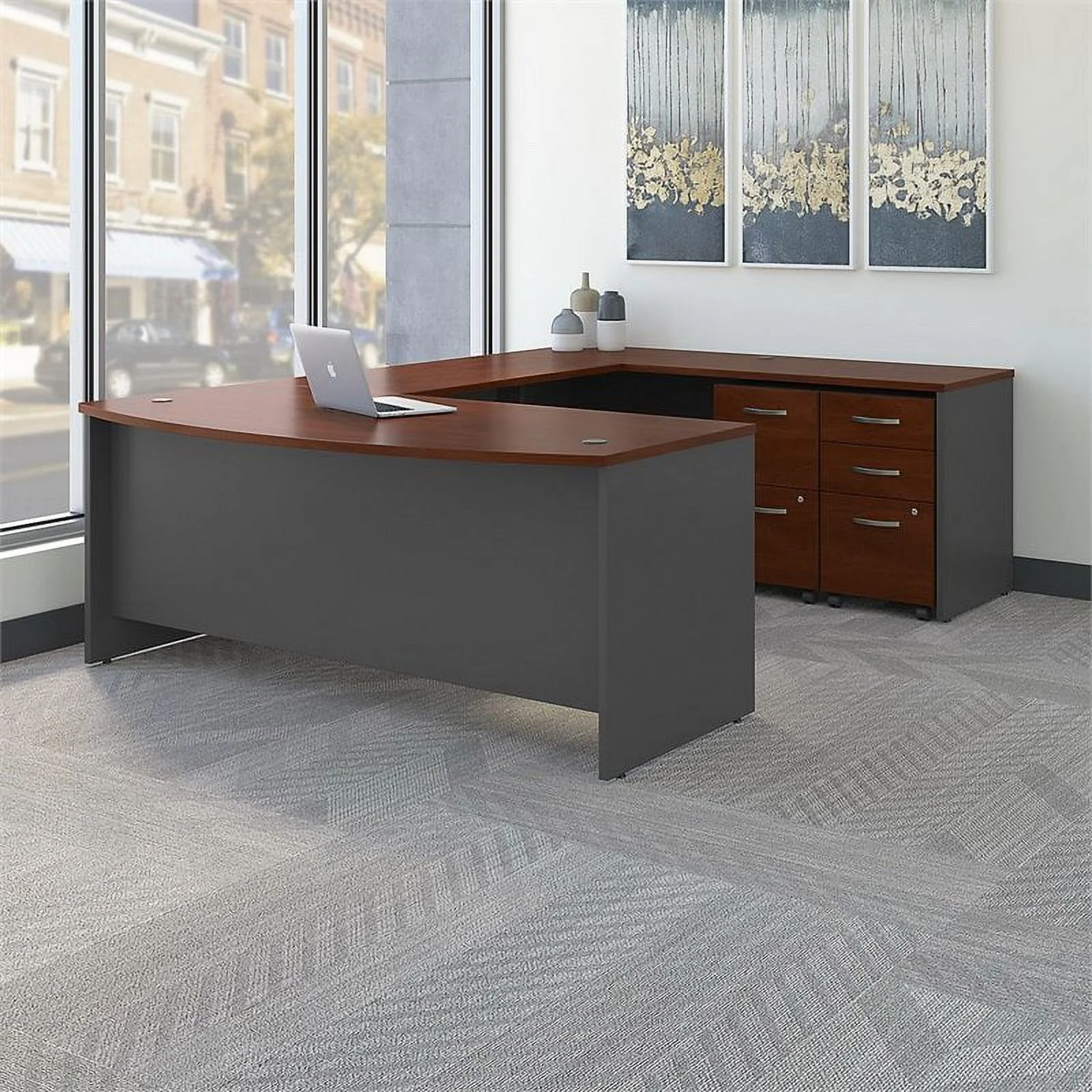 Scranton & Co 72" U-Shaped Desk with Pedestal