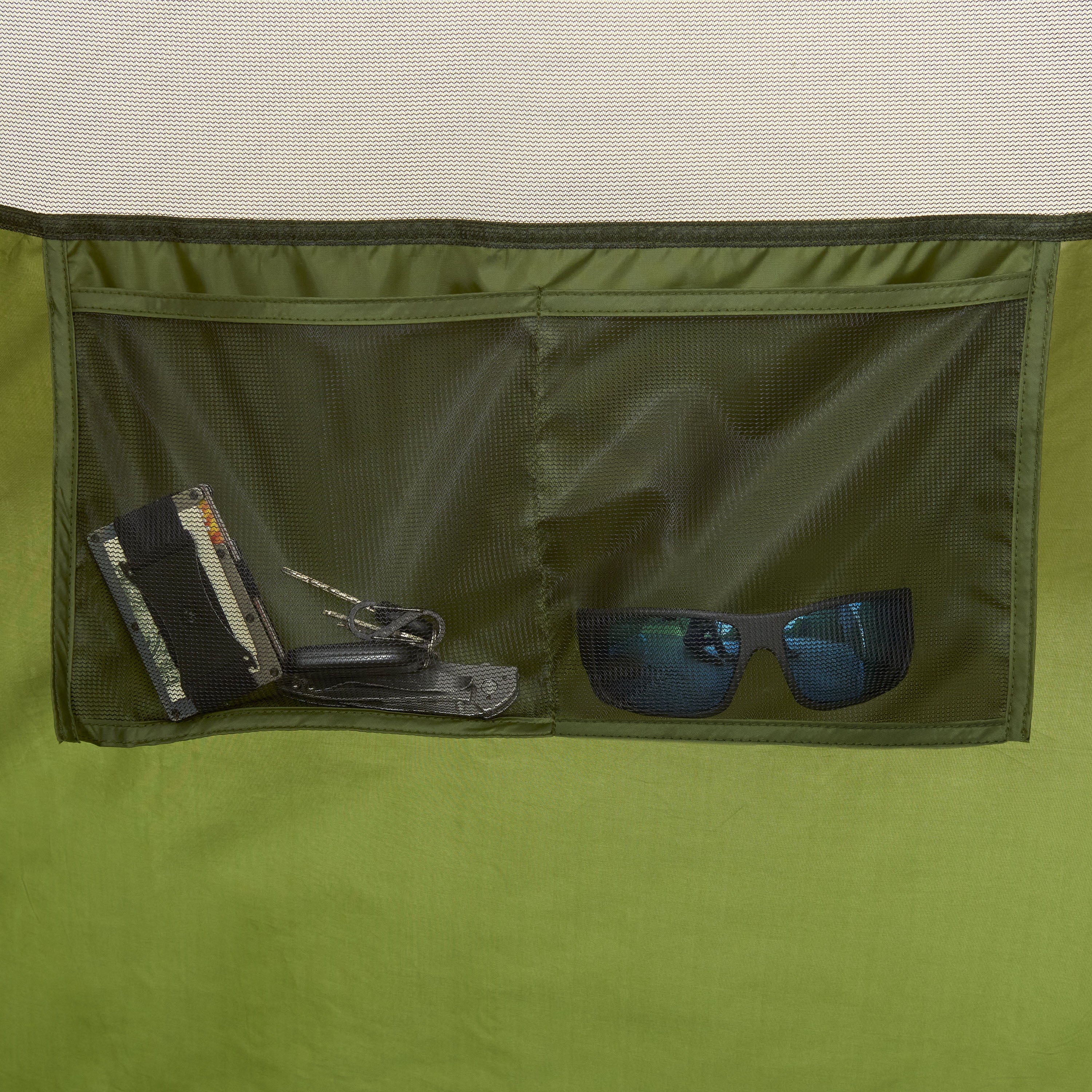 Slumberjack Riverbend 10-Person, 3-Room, Hybrid Dome Tent, Off-White / Green, with Full Fly