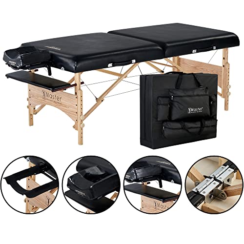 Master Massage Gibraltar Olympic LX Portable Massage Table Extra Wide Beauty Bed, Extra Wide for Larger Clients (32" Width), Black