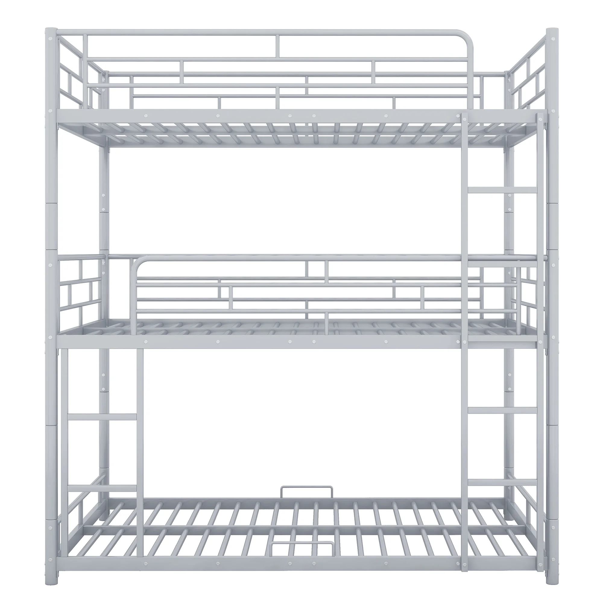 Nestfair Silver Full Size Metal Triple Bunk Bed