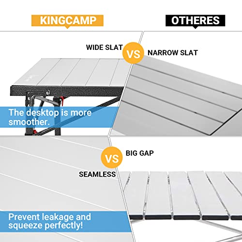 KingCamp Camping Table Folding Portable Table Aluminum Roll Up Lightweight Foldable Large Camp Table for Indoor Outdoor Picnic Backyard, 53.5"X27.5"
