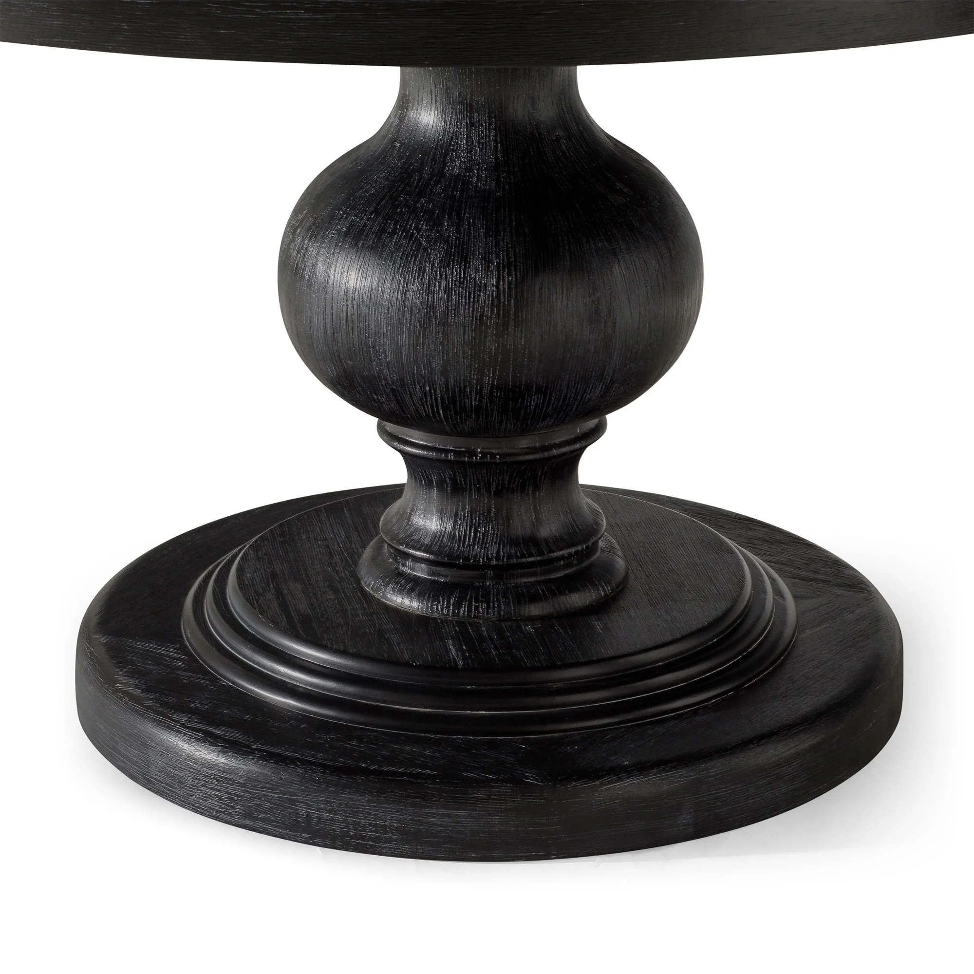 Maven Lane Zola Traditional Round Wooden Dining Table in Antiqued Black Finish