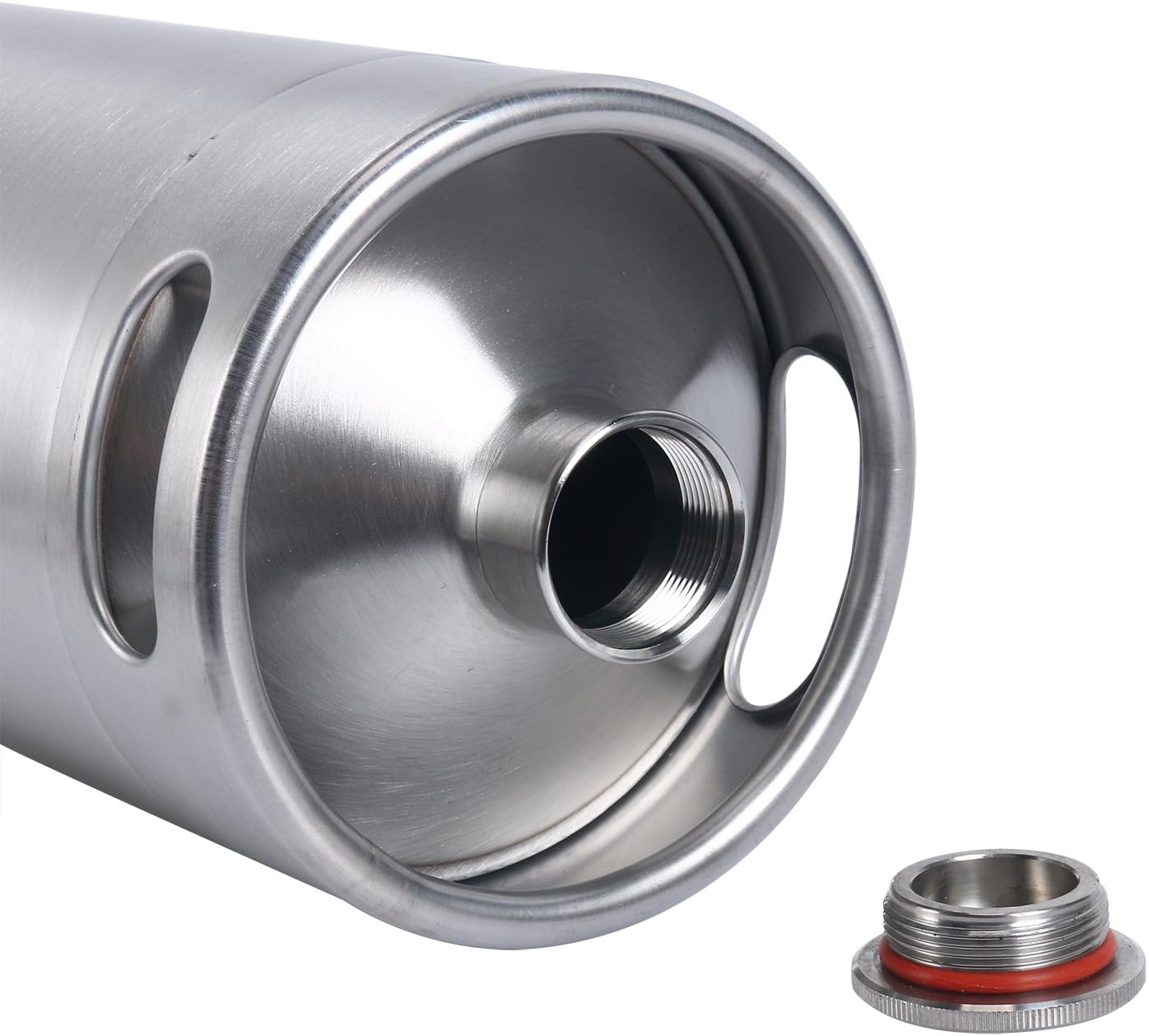 128 OZ Mini Keg Growler Canteen Craft Beer Homebrewing Home Brew Stainless Steel Beer Barrel Holds Beer Silver (128oz Growler) Pack of 2
