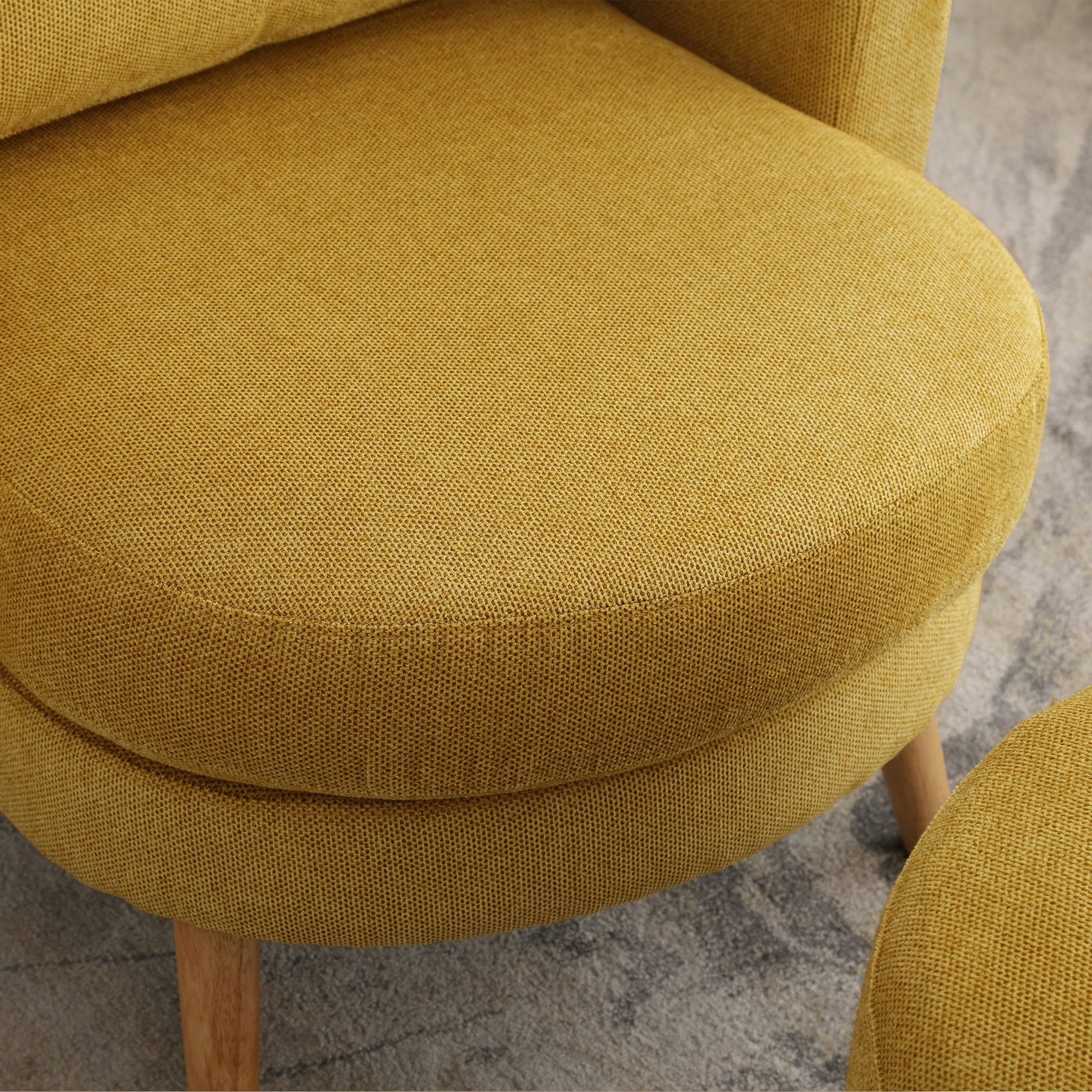30.7" Wide Accent Chair with Ottoman Armchair Upholstered Reading Chair Single Sofa with Wooden Leg and Throw Pillow for Living Room Bedroom Dorm