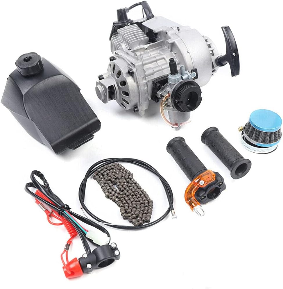DENESTUS 49CC 2-Stroke Mini Pull Start Engine Starter Motor for Pocket Bike Mini Dirt Bike Mini ATV Scooter, Engine Motor Replacement Kits (US Stock)
