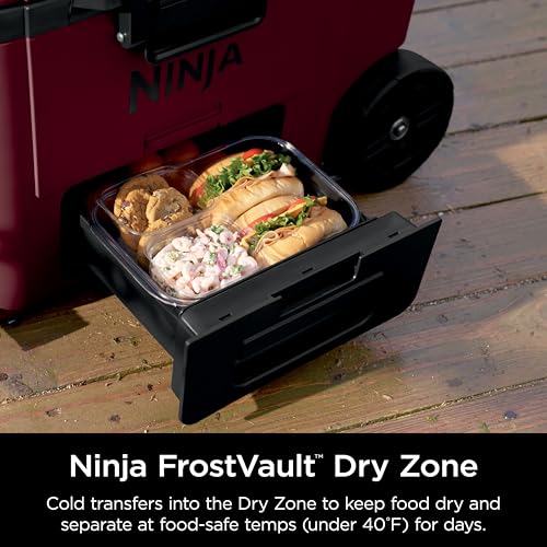 Ninja FrostVault 45qt Wheeled Cooler with Dry Zone, Integrated Fridge-Temp Dry Storage Drawer, Premium Heavy-Duty Insulated Cooler
