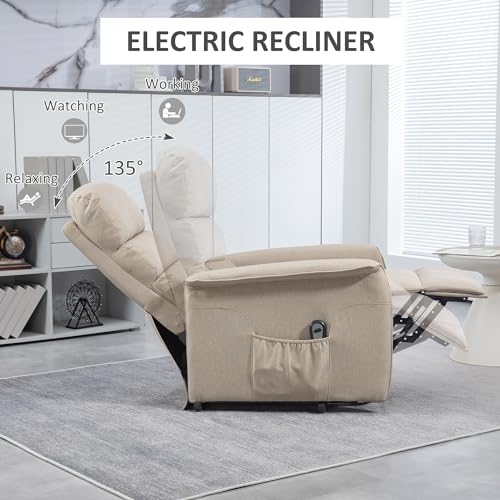 HOMCOM Power Lift Recliner Chair for Elderly, Easy Assembly, Fabric Lift Chair for Adults, Recliner Sofa with Remote Control