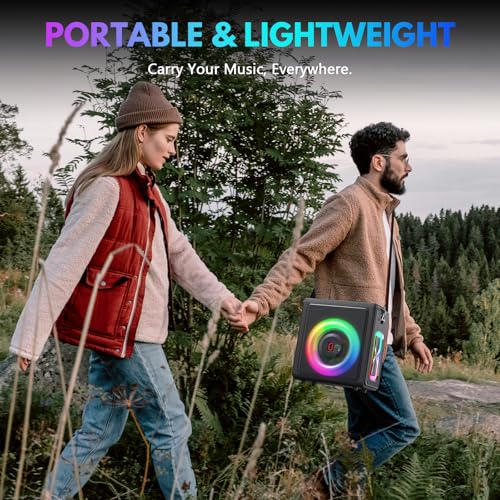 Karaoke Machine, Portable Bluetooth 5.3 Speaker with 2 Wireless Microphones for Adults, PA System with Pitch Correction & Echo Adjustment