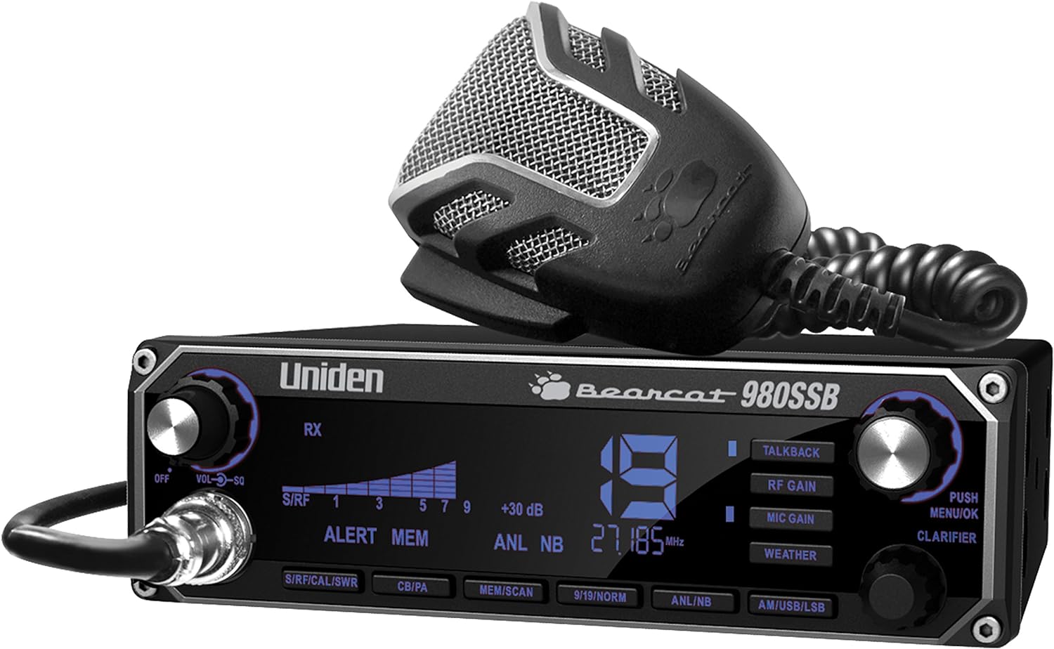 Uniden BEARCAT 980 40- Channel SSB CB Radio with Sideband NOAA WeatherBand,7- Color Digital Display PA/CB Switch and Noise Cancelling Mic