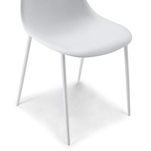 POLY & BARK Isla Modern Kitchen Chairs Set of 4 - Plastic Dining Chair with Metal Legs