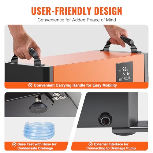 VEVOR Commercial Dehumidifier with Drain Hose for Crawl Spaces, Basements Warehouse & Job Sites