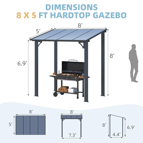 AECOJOY 10&rsquo; x 10&rsquo; Gazebo, Wall Mounted Gazebos Pergola on Clearance, Outdoor Patio Lean to Gazebo Awnings for Deck, Porch