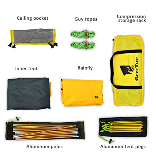 GEERTOP Ultralight 2 Person Backpacking Tent 4 Season Waterproof Camping Tent Double Layer Cold Weather Easy Set Up Tents for Family Camp, Hiking