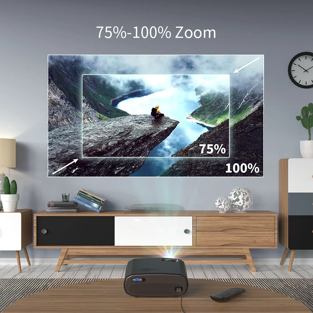 WEWATCH 230ANSI 15000 Lumens Outdoor Projector with 5G WiFi Bluetooth, 100% Zoom & Keystone Correction 1080P Projector