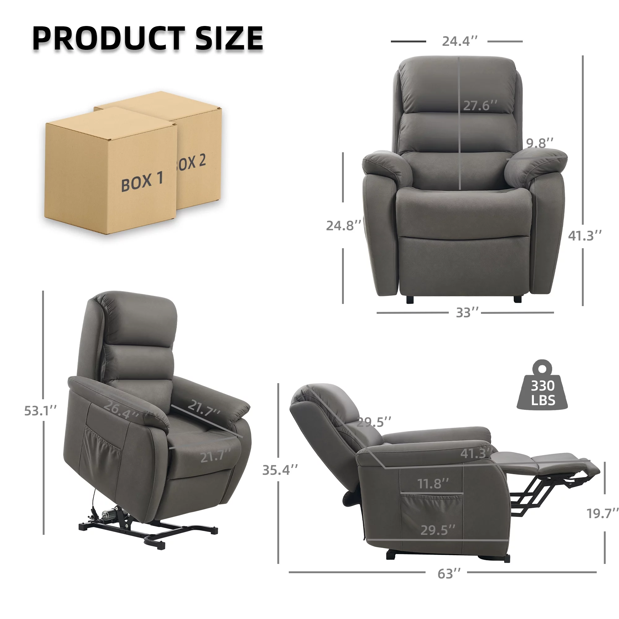 FIBO Electric Large Power Lift Recliner with Automatic Lift & Recline Button, Overstuffed Wide Recliners for Big Man People