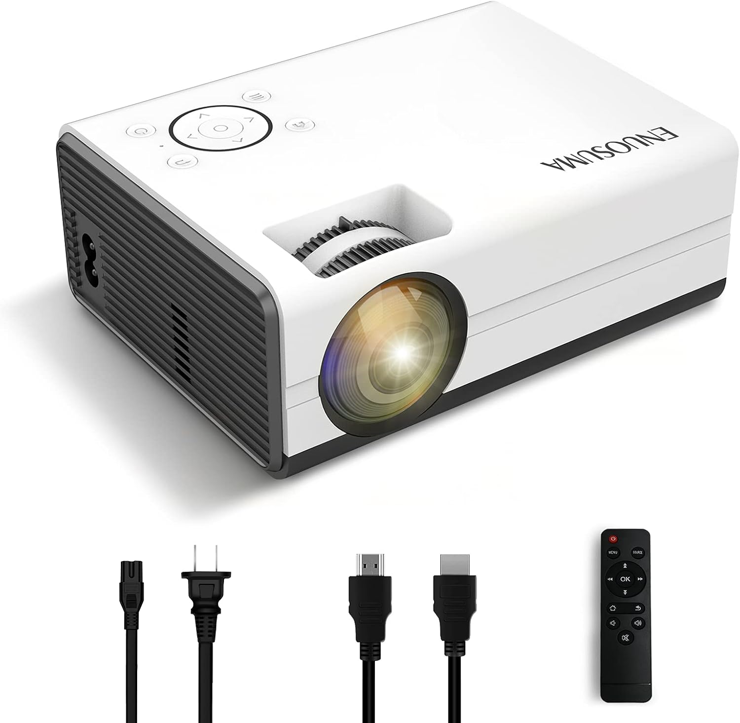 Mini Projector, ENUOSUMA Portable Projector, Supported Full HD 1080P Home Theater Projector