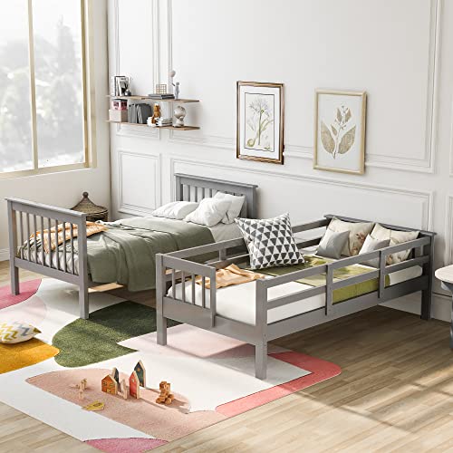 Ball & Cast Full Over Full Bunk Bed with Twin Size Trundle and Built in 4 Drawer,Wood Bunkbed w/Storage Ladder & Slat Support