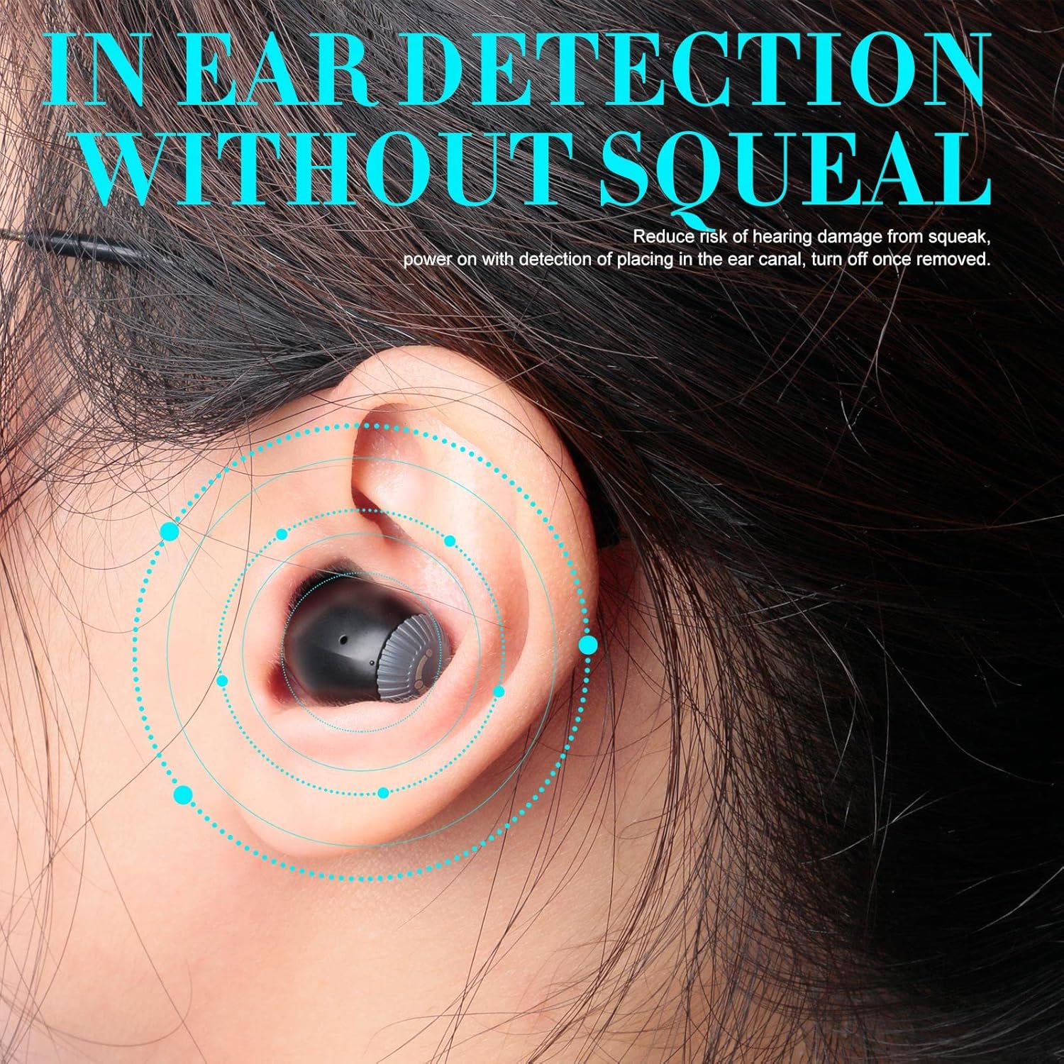 A Pair of Rechargeable Invisible Hearing Amplifier Device In-Ear Sound Amplifier Enhancer Mini Invisible Personal Sound Amplify Product in Ear Canal