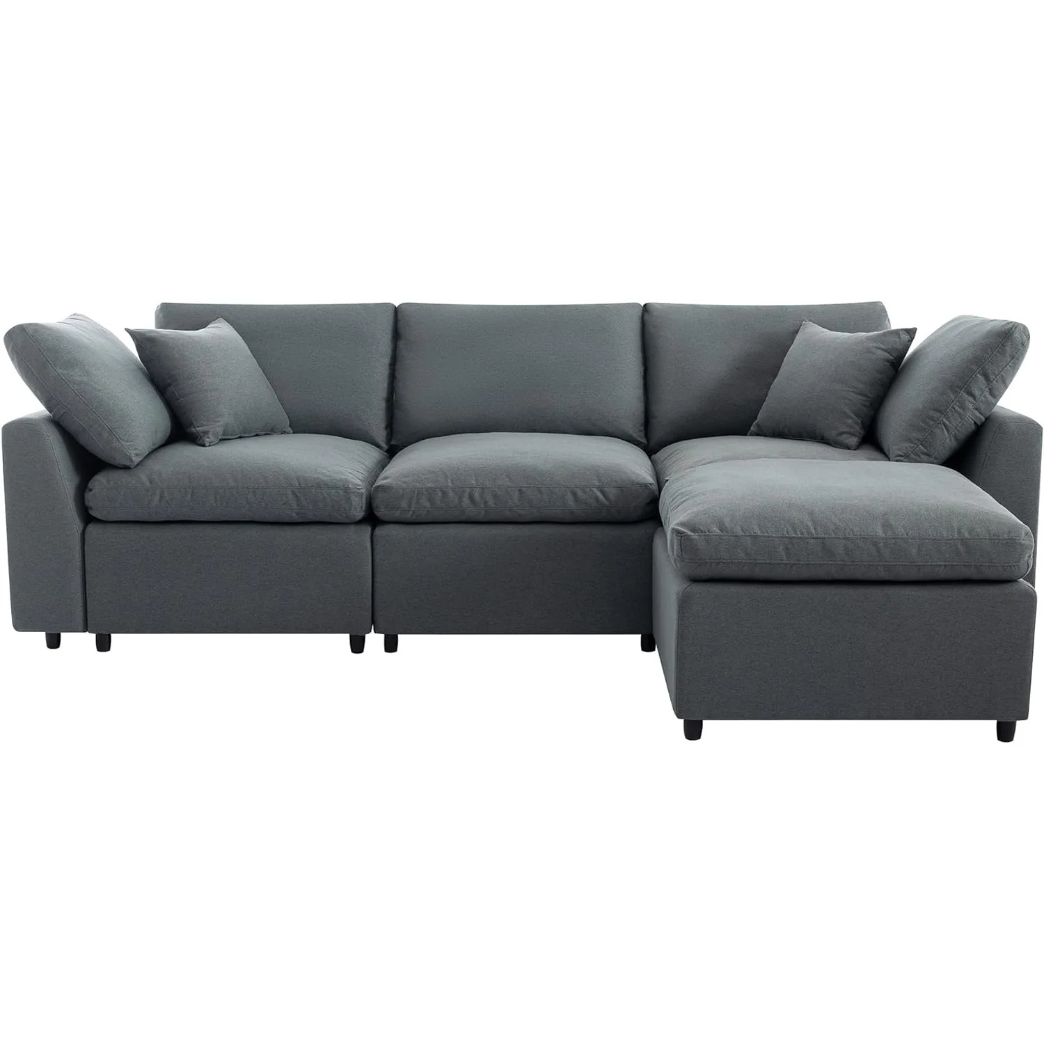 LUCKHAO 4 Seat Oversized Couches for Living Room ，Modular Sectional Sofa, Down Filled Upholstery Convertible Sectional Sofa