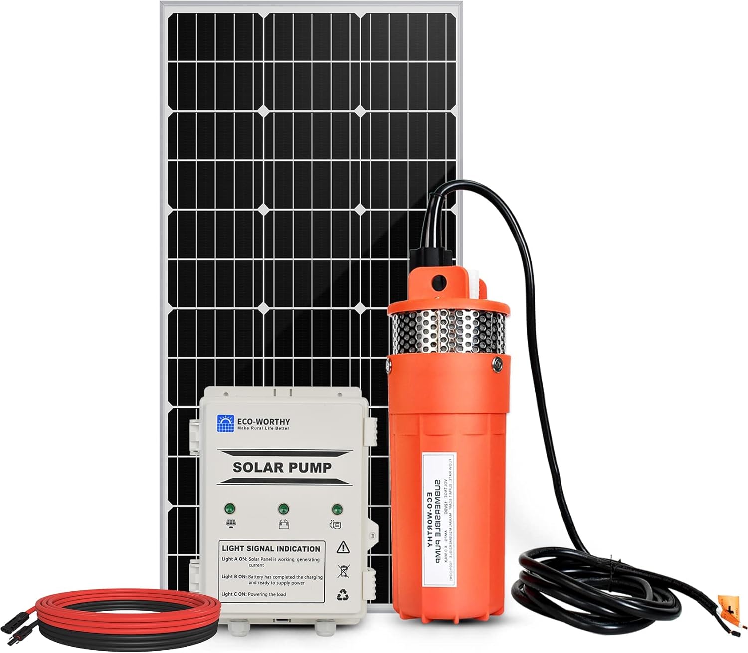 ECO-WORTHY Solar Well Pump Kit with Battery Backup, 12V Solar Water Pump + 120W Solar Panel Kit + 10Ah Battery for Well, Irrigation