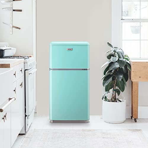 WANAI Compact Mini Refrigerator 3.2 Cu.Ft Small Refrigerator with Freezer, Retro Mini Fridge with Dual Door,7 Adjustable Thermostat