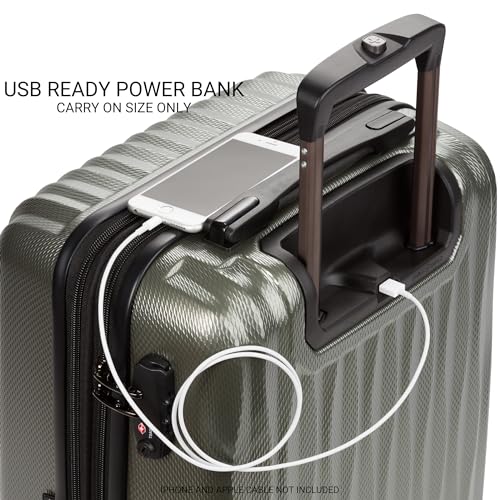 SwissGear 7272 Energie Expandable Hardside Luggage with Spinner Wheels and TSA Lock, Gunmetal, Carry-On 19-Inch