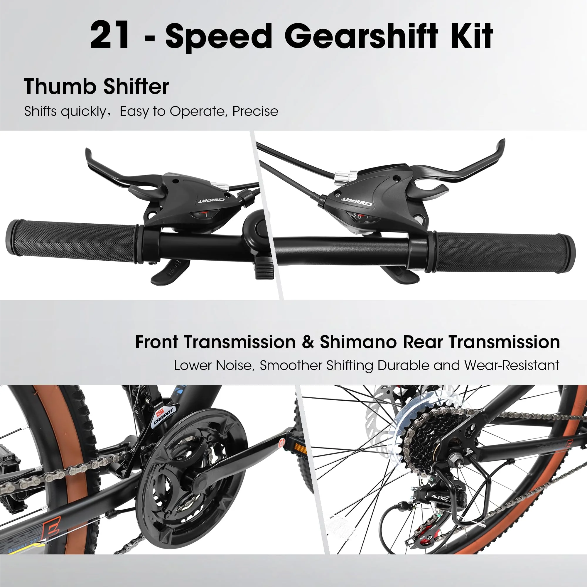 Mountain Bike 27.5 Inch Wheel, 21-Speed Disc Brakes Trigger Shifter