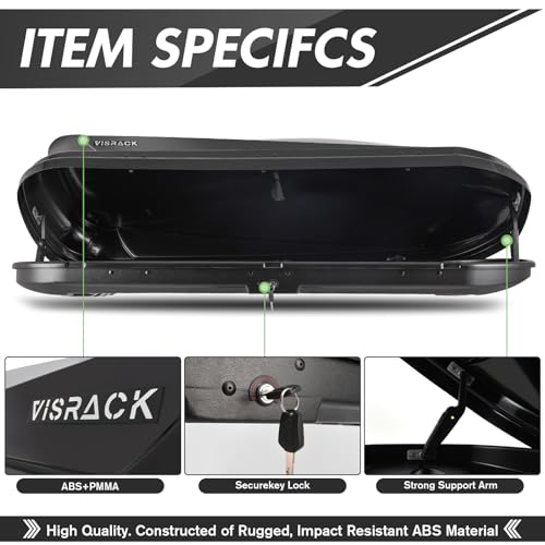 Large Cargo Carrier Box, Heavy Duty Hard Shell Roof with Security Keys, Waterproof Rooftop Cargo Box, 62 (L) x 31 (W) x 15(H) Inches, 16 Cubic Feet