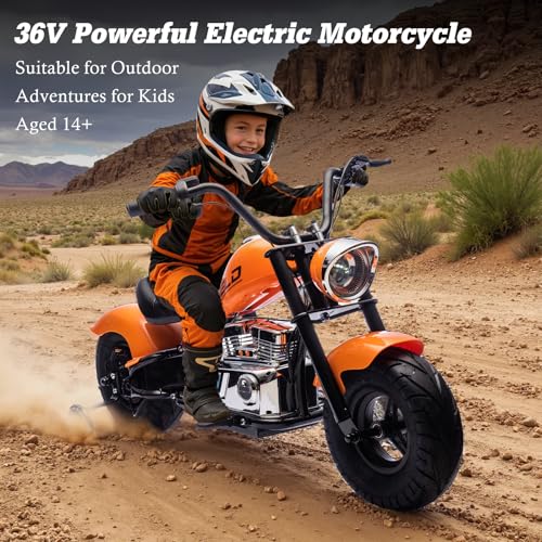 36V Electric Dirt Bike, 360W Electric Motorcycle, 3 Speed-Up to 15.5 MPH, Electric Dirt Bike for Kids 14+, LED/USB/Bluetooth