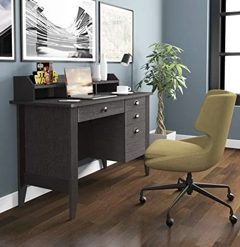 RUNFAYBIU Computer Desk with Drawers and Hutch  Farmhouse Home Office Desk Writing Table Wood Executive Desk Student Desk with File Drawer for Small
