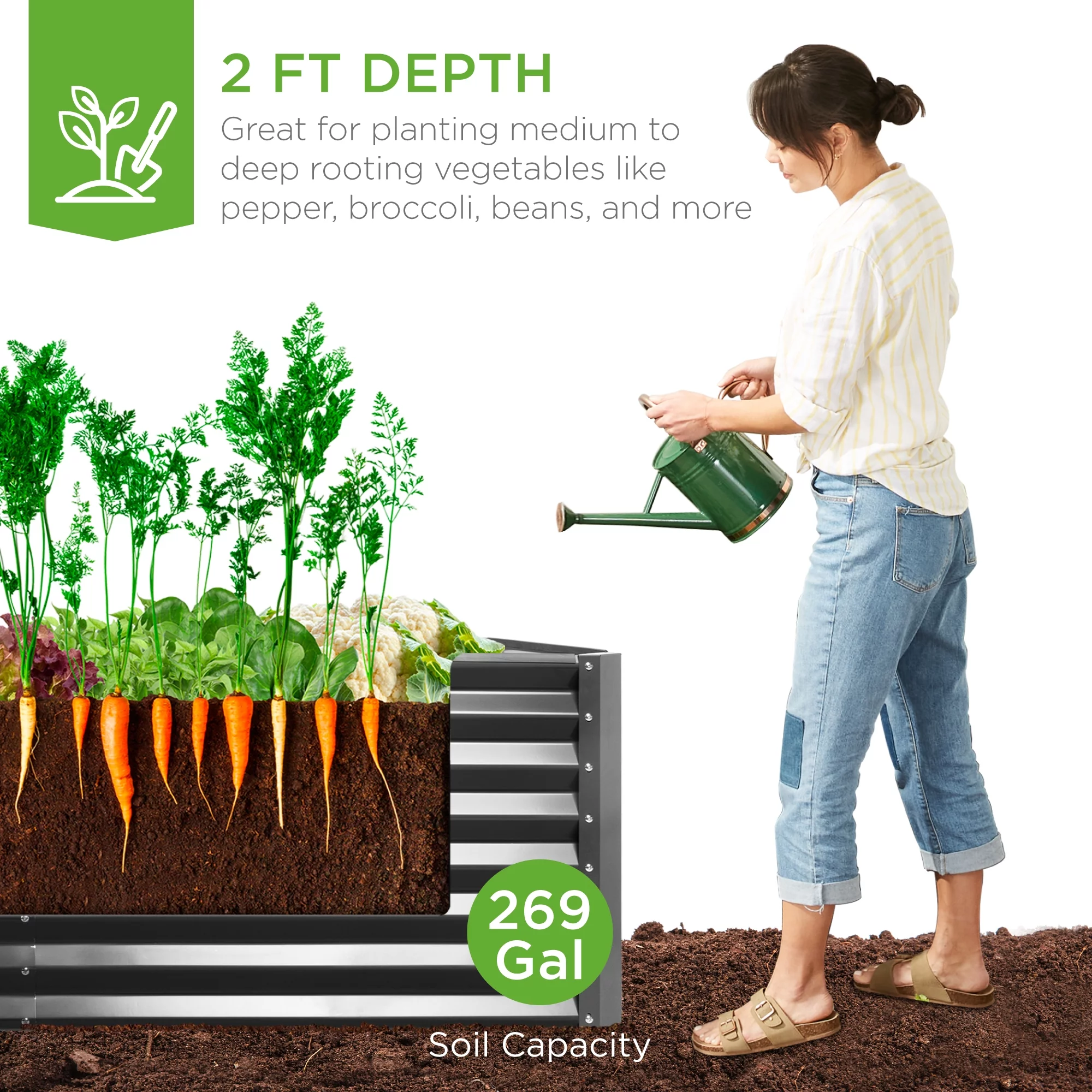 Best Choice Products 6x3x2ft Outdoor Metal Raised Garden Bed, Planter Box for Vegetables, Flowers, Herbs - Gray - Radiant Selections