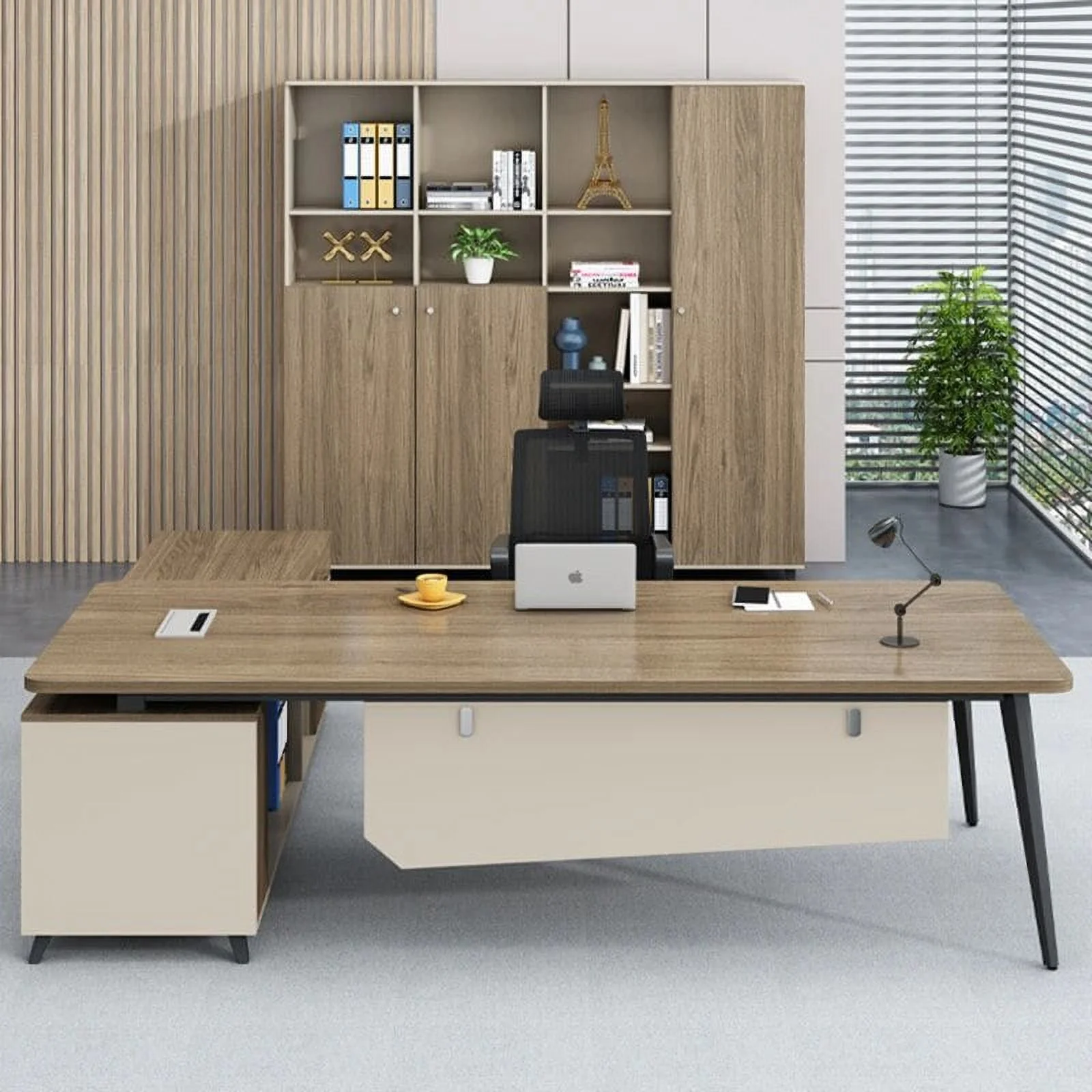 Standing Storage Office Desk Supplies Legs Luxury Mid Century Modern Computer Desks Long Bookshelf Mesa De Escritorio Furniture