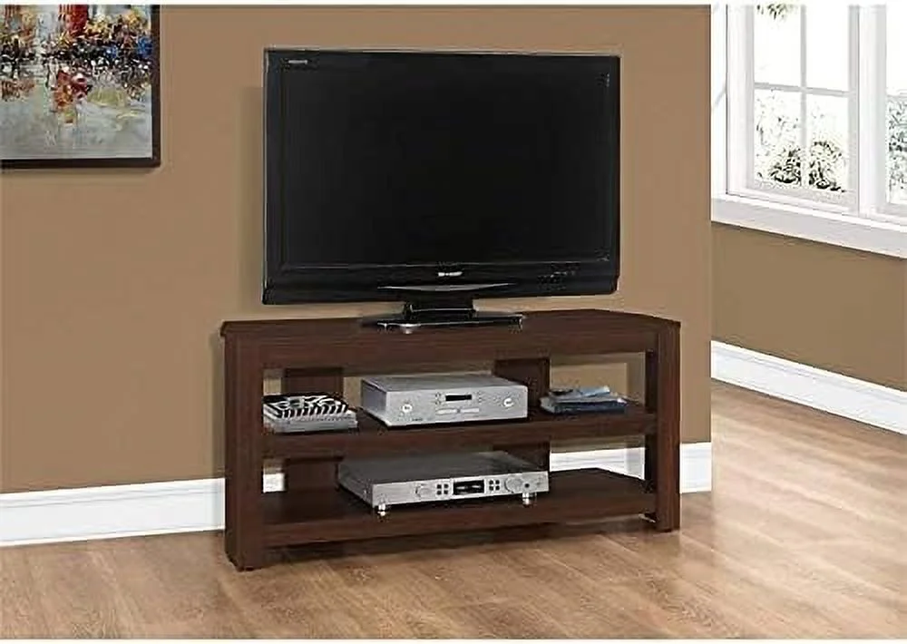 TJBOLIFE 42" Contemporary Wooden Open Corner TV Stand Console in Cherry