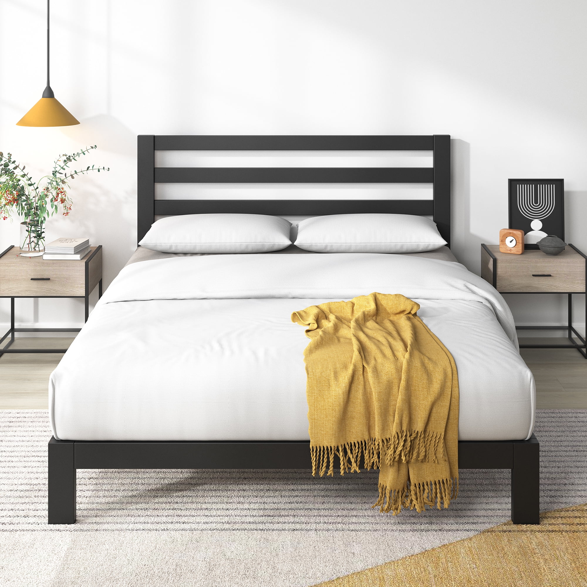 Zinus Arnav 10 White Metal Platform Bed Frame, Queen