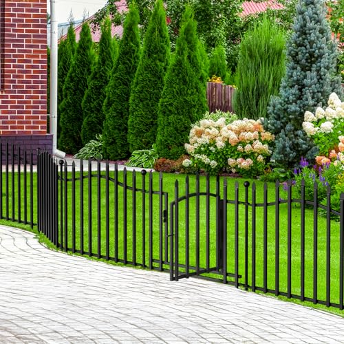 8 Panels Tall No Dig Garden Fence - 40in H x 18ft L, Reinforced Square Tube Rustproof Animal Barrier