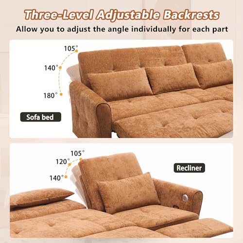 Ball & Cast Convertible Sofa Bed with Reversible Storage Chaise,Linen Sleeper Sofa Couch L Shaped Pull Out Couch Bed