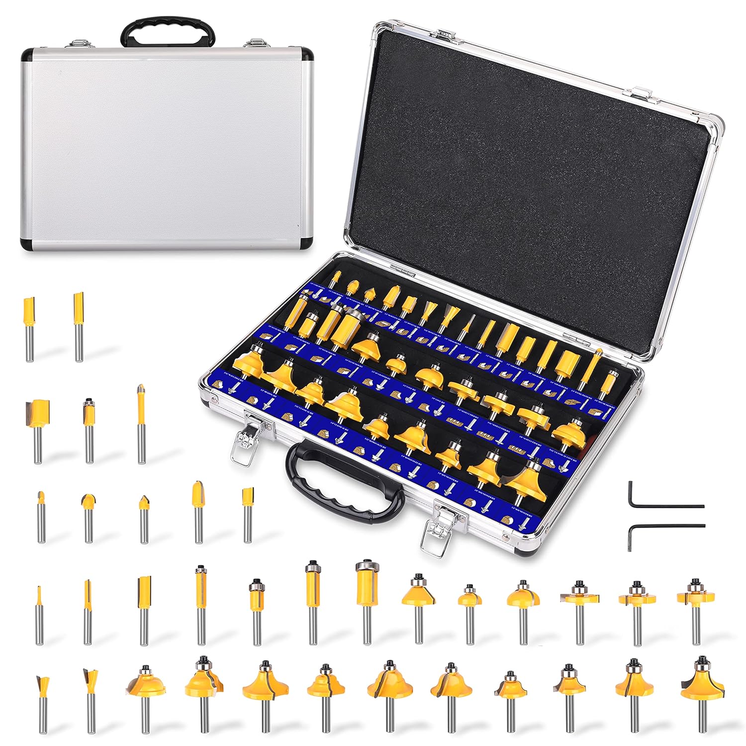 Platinumedge Router Bits Set, Tungsten Carbide Router Bits Set 1/4 Shank, Router Bit Kit for DIY, Woodworking Project