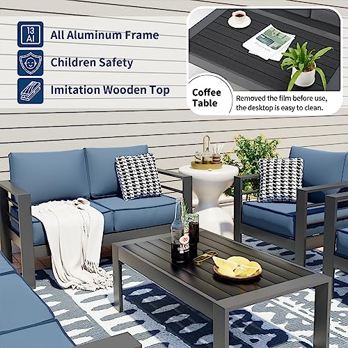 UDPATIO 8 Piece Aluminum Patio Furniture Set, Oversized Modern Outdoor Furniture Set with Olefin Fabric Cushion for Patio Deck Backyard