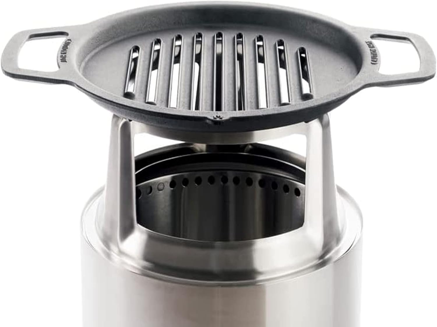Solo Stove Ranger Grill Top and Hub, Cast Iron Cooktop with Stainless Steel Hub for 6.5” Elevation, Addition for Ranger Fire Pit, Weight: 15lbs
